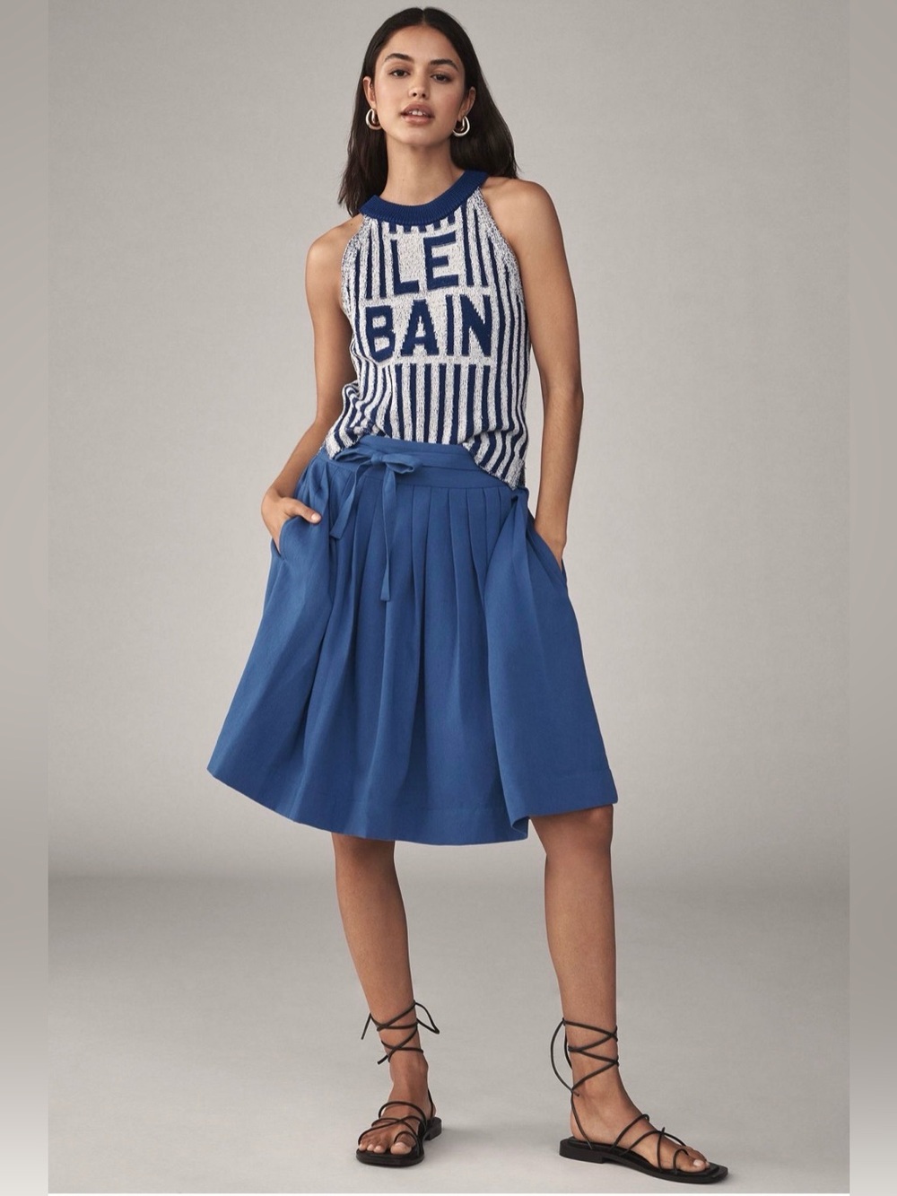 Maeve Bow-Front Pleated Knee-Length Skirt, sz 6, nwt 💙